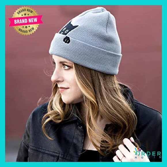 Cat Ear Beanie Winter Hat Cute Accessory Trending Y2K Chic Gift - Picture 7 of 8